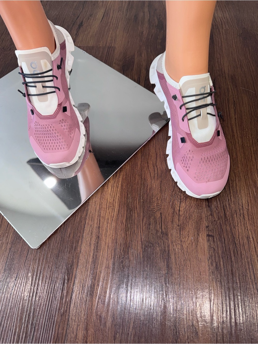 On Running Kids Pink and White Athletic Sneakers
